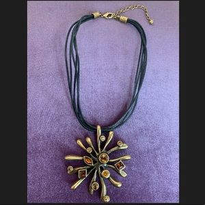 Unique golden/ brown rhinestone necklace